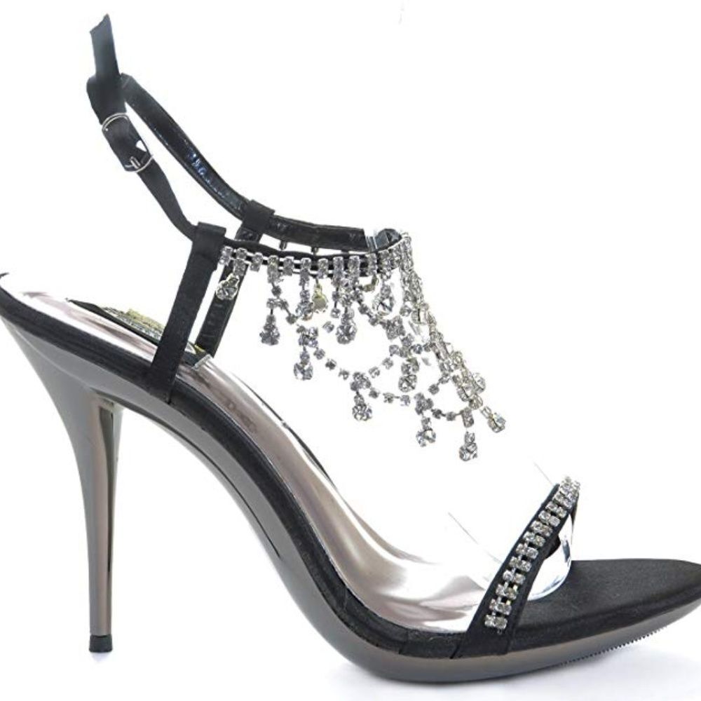 Cascading Rhinestone Sandals Evening Bridal Shoes - Picture 4 of 4